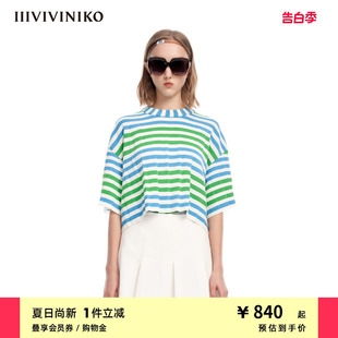 多巴胺宽松针织套头短⽅T恤女M320123606E IIIVIVINIKO夏季 新品