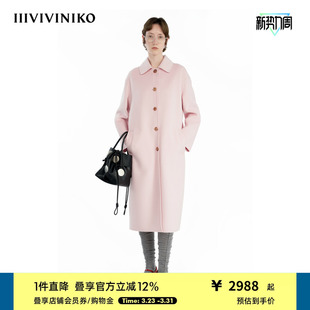 双面呢长款 IIIVIVINIKO冬新款 大衣外套B449037117C 美丽诺羊毛
