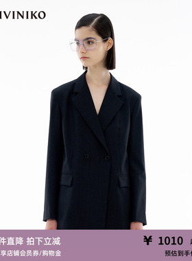 IIIVIVINIKO春季新款通勤宽松H型羊毛混纺西装外套女M412715132B