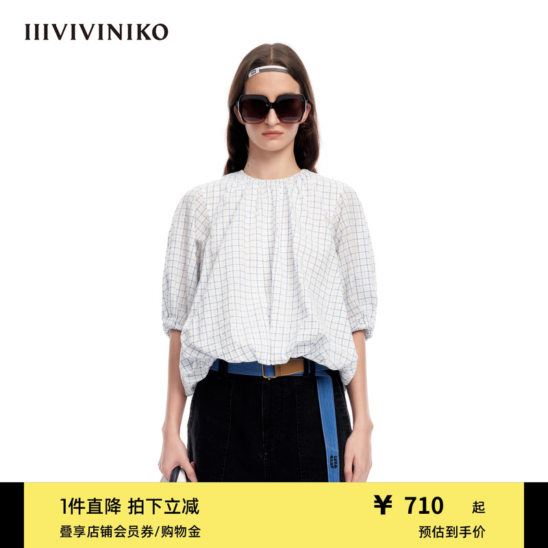 上衣IIIVIVINIKO夏季宽松系带