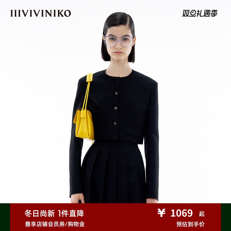 IIIVIVINIKO春季新款通勤休闲薄垫肩短款西装外套女M412701105B