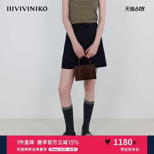IIIVIVINIKO秋季新款可爱蝴蝶结装饰A字半裙女M530729120B
