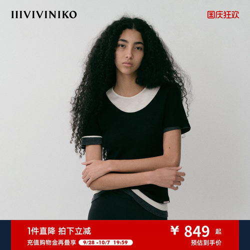 NO DIRECTION+ 羊毛廓形双层可拆圆领针织T恤N534002341B20 - 封面