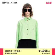 IIIVIVINIKO春夏新品简约休闲帅气棉弹短箱型衬衫女M310417109C