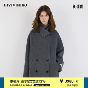 IIIVIVINIKO2025冬新款 松弛优雅围裹领双面呢大衣女M549003184C