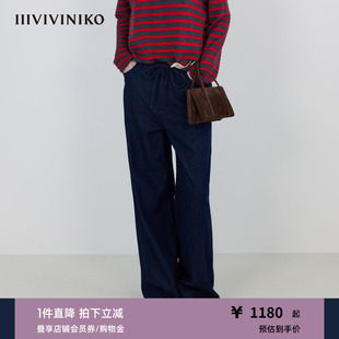 IIIVIVINIKO2025秋新款 女M531802211A 复古抽绳直筒阔腿牛仔裤