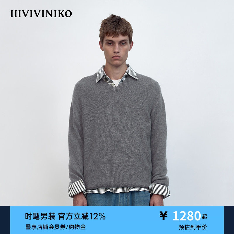 IIIVIVINIKO Mens Wear男款宽松羊绒套头衫F440167654C图片