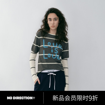 NO DIRECTION+假两件条纹针织衫N610107620A