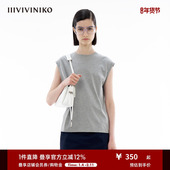 印度长绒棉 IIIVIVINIKO春季 新款 简约休闲宽松无袖 背心T恤女