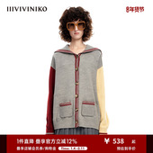 IIIVIVINIKO春夏新品 海军领宽松落肩针织开衫 外套女M310202601A