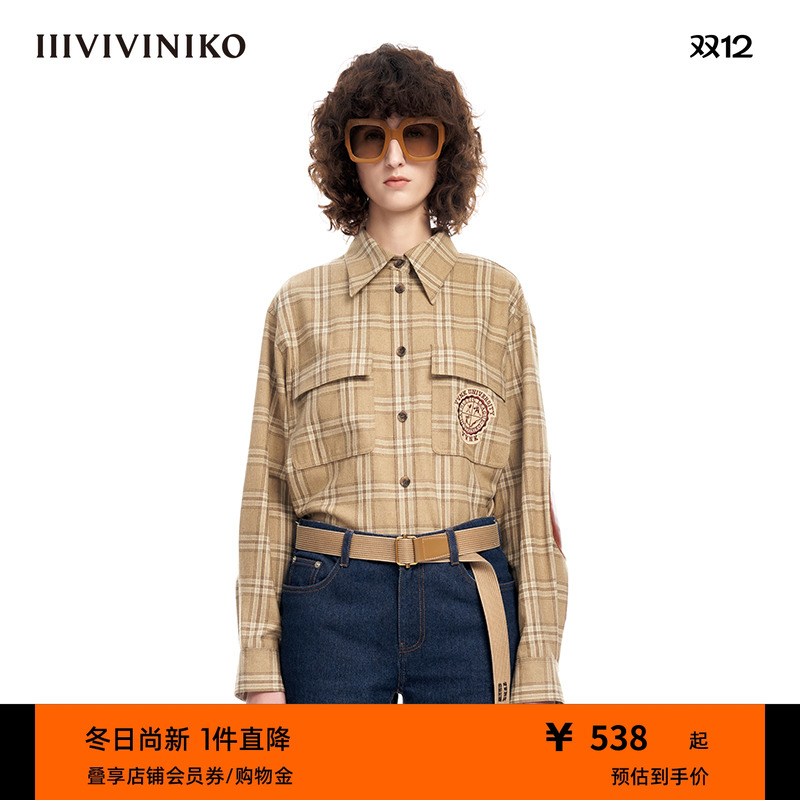 IIIVIVINIKO复古学院风长袖衬衫