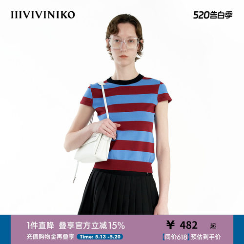 条纹短袖针织衫IIIVIVINIKO