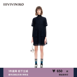 IIIVIVINIKO夏季 古典蕾丝 短袖 A字连衣裙女M320635343D 新品