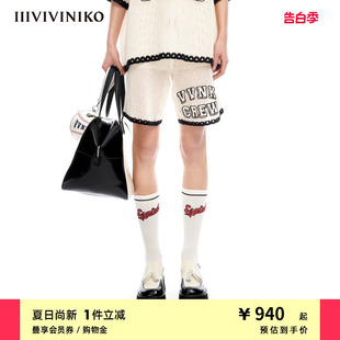 子女M323817626E 宽松休闲钩针百慕⼤运动短裤 新品 IIIVIVINIKO夏季