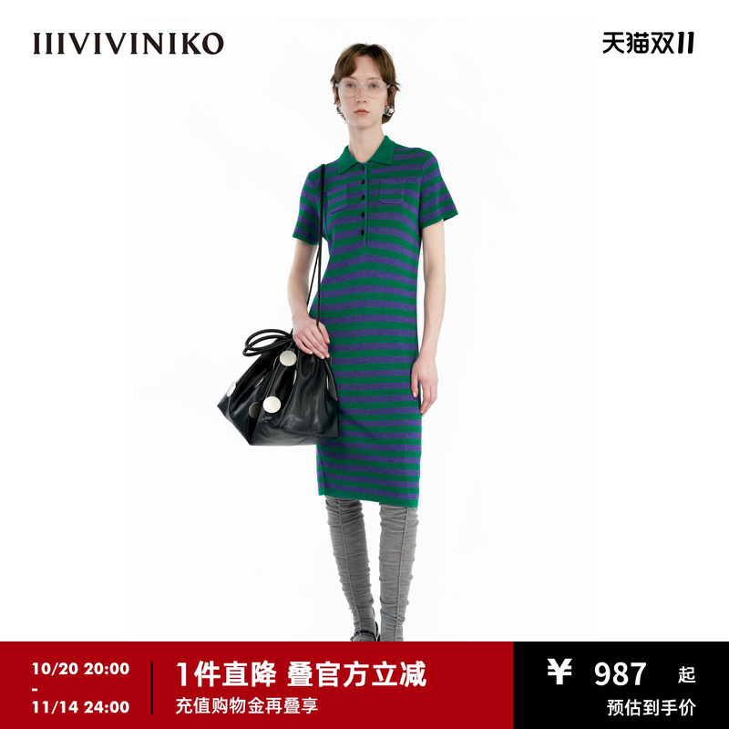 针织条纹连衣裙IIIVIVINIKO