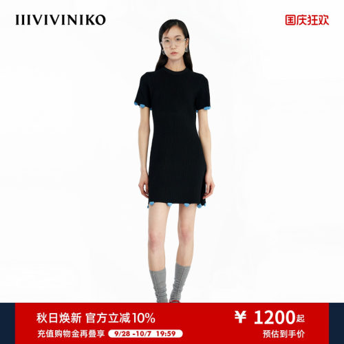 【赵昭仪/张乔耳同款】IIIVIVINIKO秋季新款A字针织连衣裙女