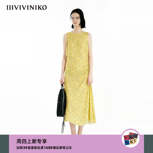 复古碎花吊带连衣裙女 限定古典花型 新款 IIIVIVINIKO2024夏季