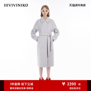 IIIVIVINIKO H型长毛呢大衣外套女M349009187F 羊毛羊驼毛混纺