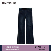 女M531817186A 喇叭牛仔裤 IIIVIVINIKO2025秋新款 时髦拼接腰头修身
