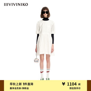 IIIVIVINIKO夏季 大廓形系帶連衣裙女M320644173C 輕盈泡泡袖 新品