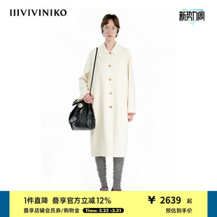 衬衫 IIIVIVINIKO冬新款 领毛呢大衣外套M449019169C 高支绵羊毛
