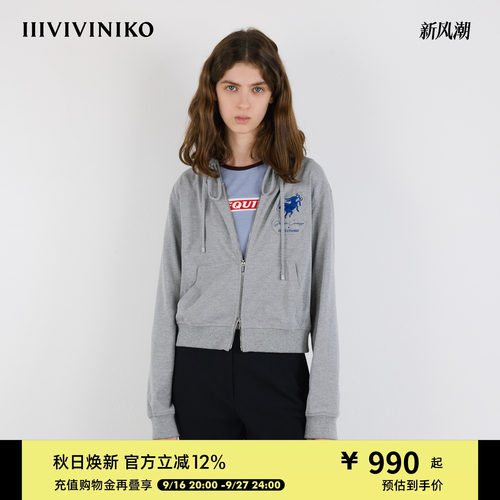 IIIVIVINIKO秋季新款艺术家合作系列连帽刺绣夹克女M532010302A