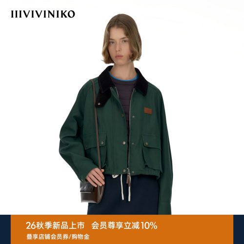 IIIVIVINIKO2026秋季新款挺括灯芯绒拼接工装夹克女M630316147B
