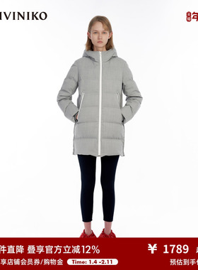 IIIVIVINIKO“进口ZQ羊毛”精纺覆膜中长款羽绒服女M349111128F