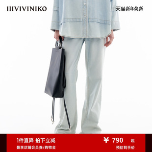 复古直筒牛仔长裤 新款 IIIVIVINIKO夏季 子女 棉莫代尔混纺