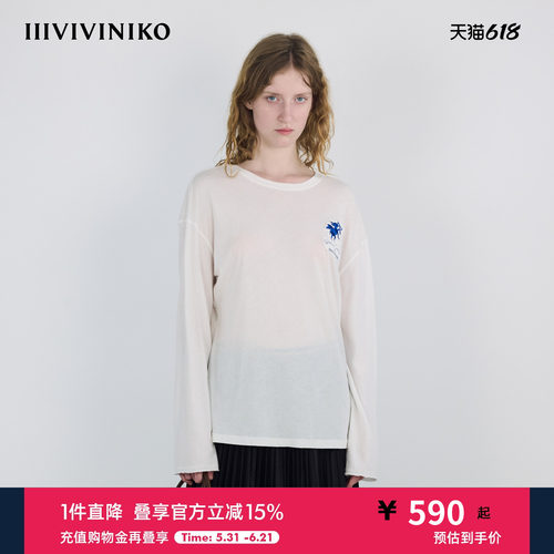 【40支精棉】IIIVIVINIKO2025秋新款艺术家合作系列贴布绣长袖T恤