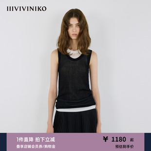休闲微透肌理感撞色叠穿背心女M531212635A IIIVIVINIKO2025秋新款