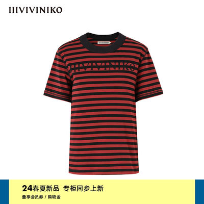 条纹休闲短袖T恤IIIVIVINIKO