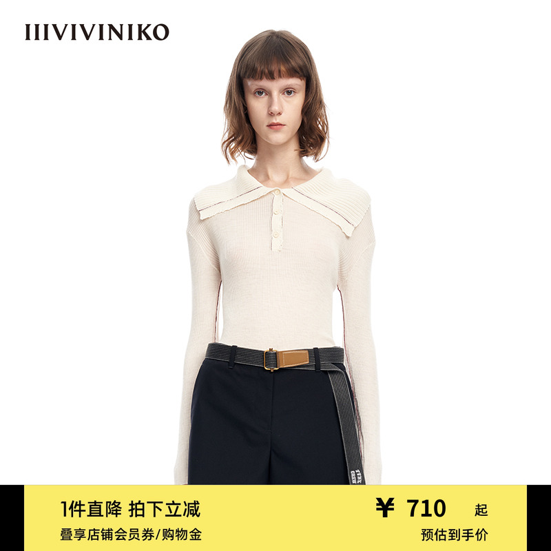 IIIVIVINIKO绵羊毛翻领针织衫