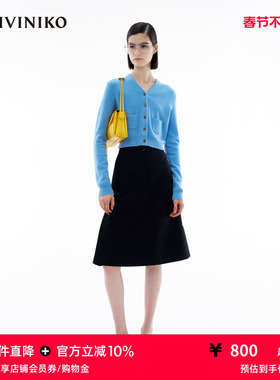 【内蒙古山羊绒】IIIVIVINIKO春季新款优雅通勤修身V领针织开衫女