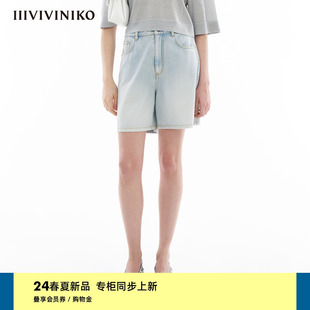 宽松慵懒牛仔短裤 IIIVIVINIKO2024夏季 新款 棉莫代尔混纺 子女