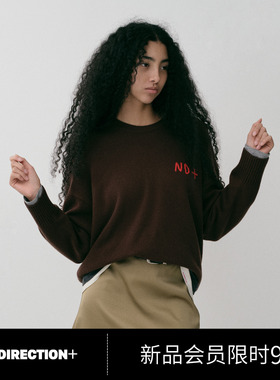 NO DIRECTION+ 手工刺绣logo圆领针织衫N540107603C34