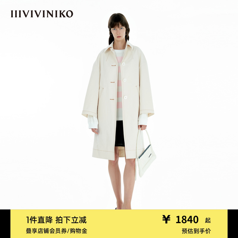 【进口面料】IIIVIVINIKO2025春新款大廓形风衣女B510901106A