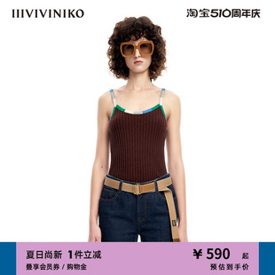 休闲圈圈纱罗纹针织吊带背心女M311210621C IIIVIVINIKO春夏新品