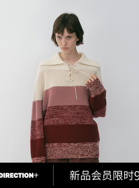 NO DIRECTION+ 费尔岛色彩海军领宽条纹针织衫N610103607A