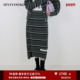 复古直筒撞色条纹针织半裙女M547046610E IIIVIVINIKO2025冬新款