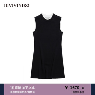 IIIVIVINIKO2025秋新款 针织连衣裙女M531121642B A字假两件无袖