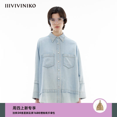 复古牛仔衬衫外套女IIIVIVINIKO