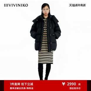立领直筒鸭绒羽绒服M449114130D IIIVIVINIKO冬新款 重磅塔夫绸