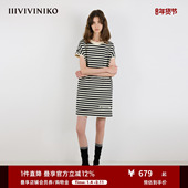 IIIVIVINIKO2025夏新款 宽松假两件条纹针织连衣裙女M520688351D