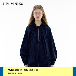 塔夫绸面料 宽松插肩袖 新款 IIIVIVINIKO2024春季 连帽外套女