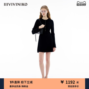 复古气质小A针织连衣裙女 摩尔蛋白纤维纱 IIIVIVINIKO春季 新款