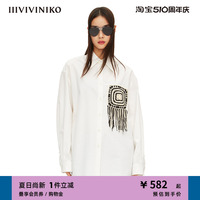 IIIVIVINIKO春夏新品“手工钩针毛织”全棉流苏衬衫女M210416163A