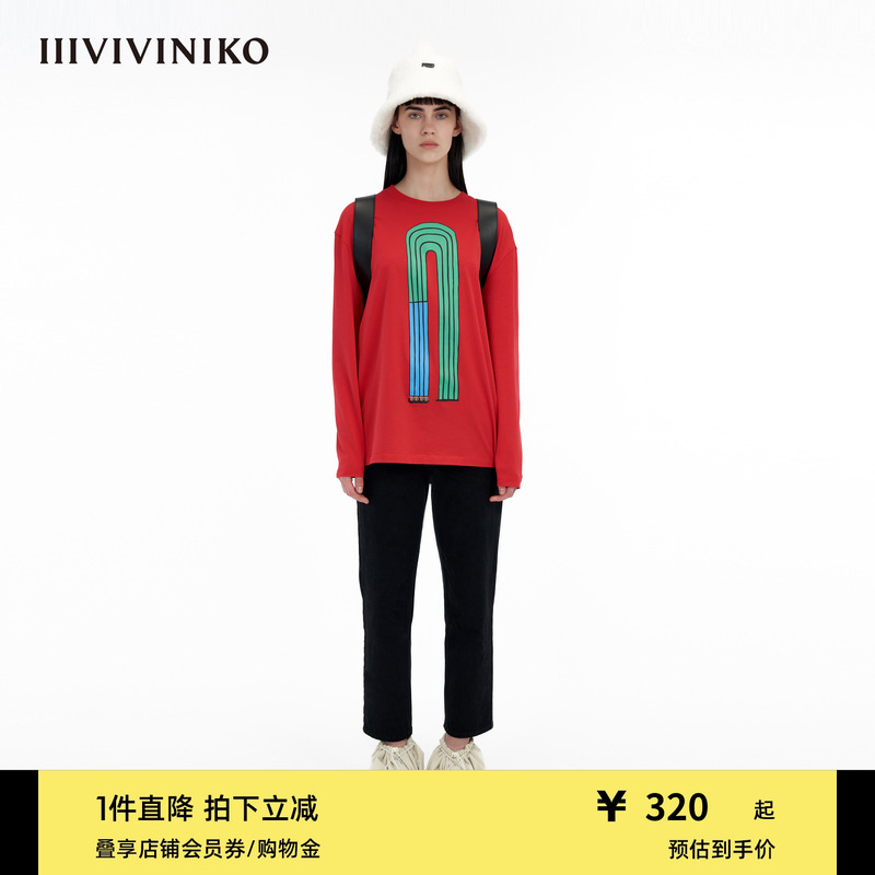 IIIVIVINIKO绣花长袖T恤