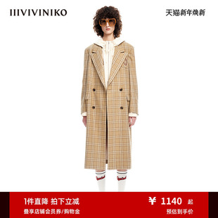 IIIVIVINIKO春夏新品 粗花呢毛呢大衣外套女M319002154A 格纹西装