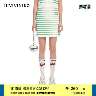 撞色A型针织半身裙女M323824602E 运动感修身 IIIVIVINIKO夏季 新品